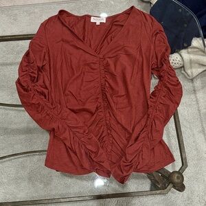 Ruched Burgundy Blouse